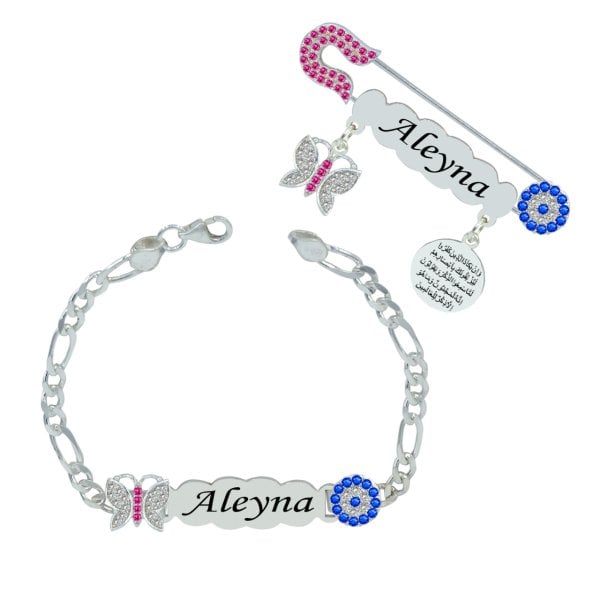 Gümüş İsimli Kız Bebek Künyesi İğnesi