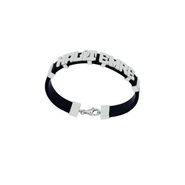 Gümüş Kişiye Özel Silikon Derili İsimli Bileklik