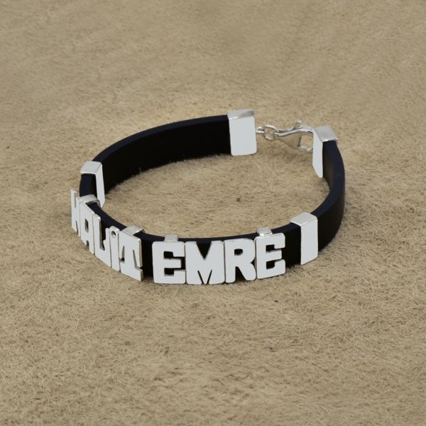 Gümüş Kişiye Özel Silikon Derili İsimli Bileklik