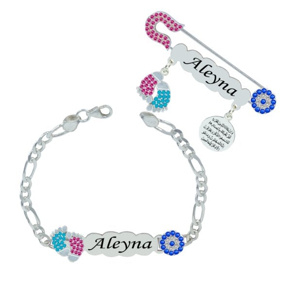 Gümüş Patikli İsimli Bebek İğnesi Bileklik