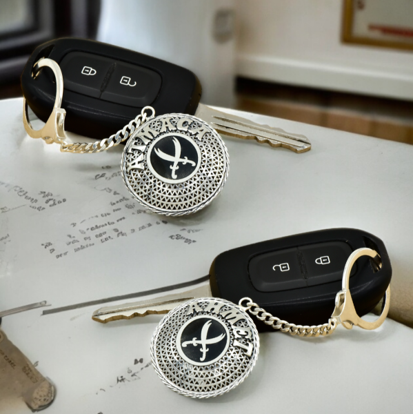 Gümüş Hz Ali Zülfikar Kılıçlı İsimli Anahtarlık