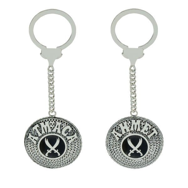 Gümüş Hz Ali Zülfikar Kılıçlı İsimli Anahtarlık