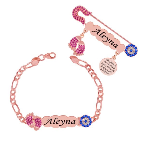 Gümüş İsimli Kız Bebek İğnesi Bileklik