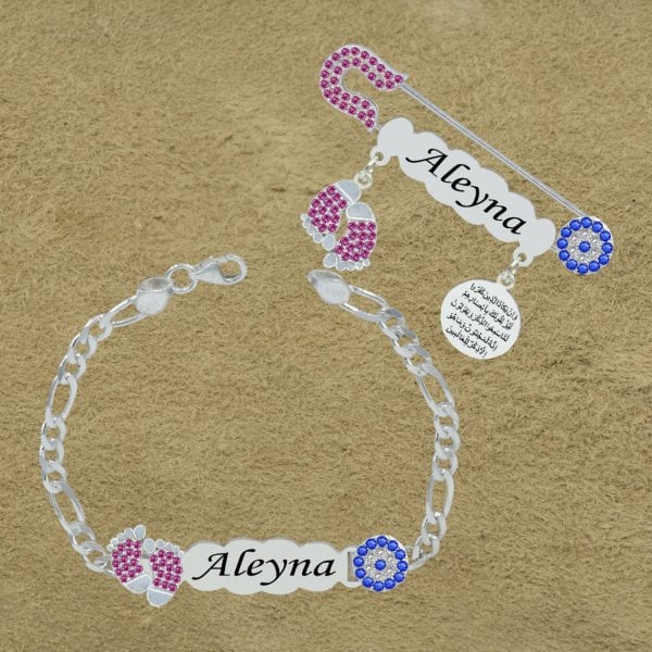 Gümüş İsimli Kız Bebek İğnesi Bileklik