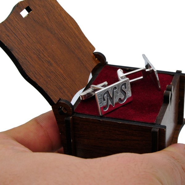 Gümüş Kişiye Özel Harfli Kol Düğmesi