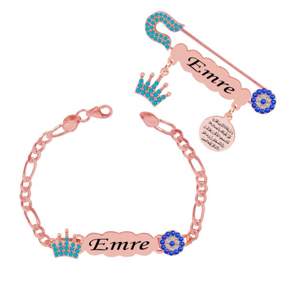 Gümüş İsimli Erkek Bebek İğnesi Bileklik