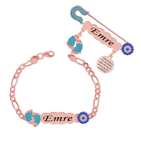 Gümüş Dualı İsimli Bebek İğnesi Bileklik