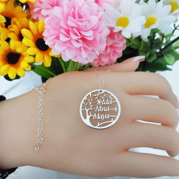 Gümüş Aile Ağacı İsimli Kolye