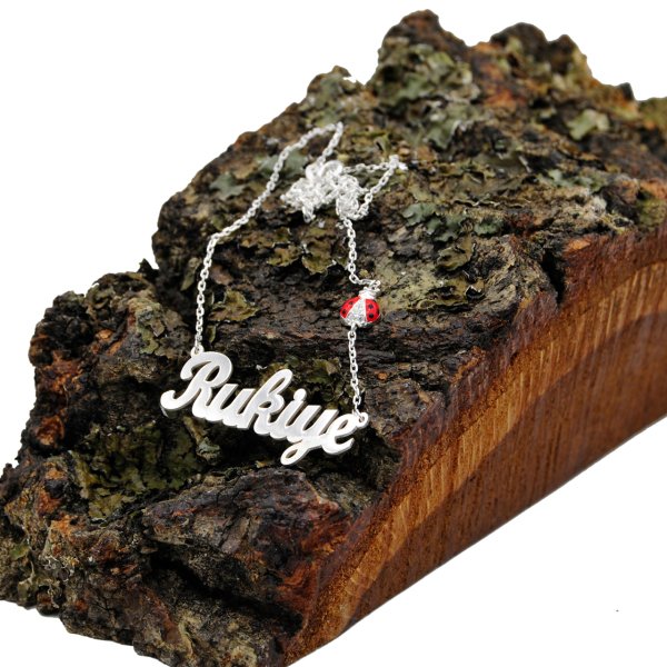 Gümüş Uğur Böcekli İsimli Kolye