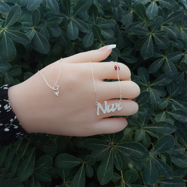 Gümüş Uğur Böcekli İsimli Kolye