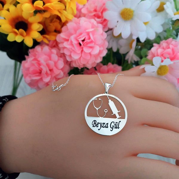 Gümüş Şırınga Stetoskop İsimli Kolye