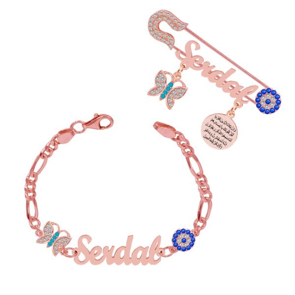 Gümüş İsimli Bebek Çatal İğne Bileklik