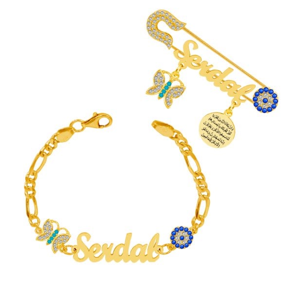 Gümüş İsimli Bebek Çatal İğne Bileklik