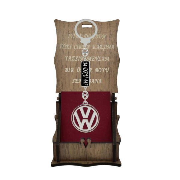 Gümüş Volkswagen Logolu İsimli Anahtarlık