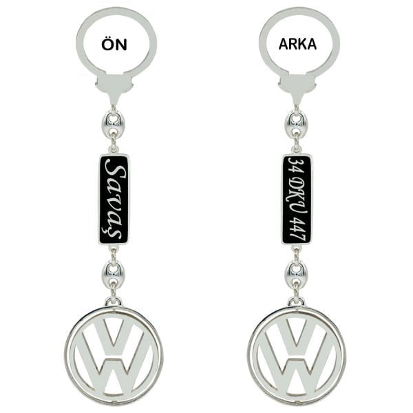 Gümüş Volkswagen Logolu İsimli Anahtarlık