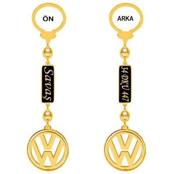 Gümüş Volkswagen Logolu İsimli Anahtarlık