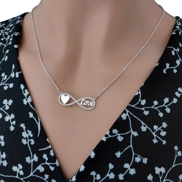 Gümüş Sonsuzluk Love Kolye