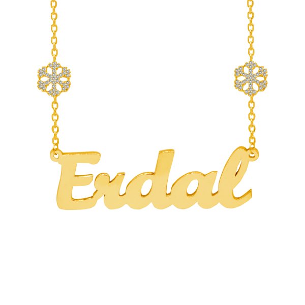 Gümüş Zinciri Çift Kar Tanesi İsimli Kolye