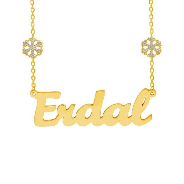 Gümüş Zinciri Çift Kar Tanesi İsimli Kolye