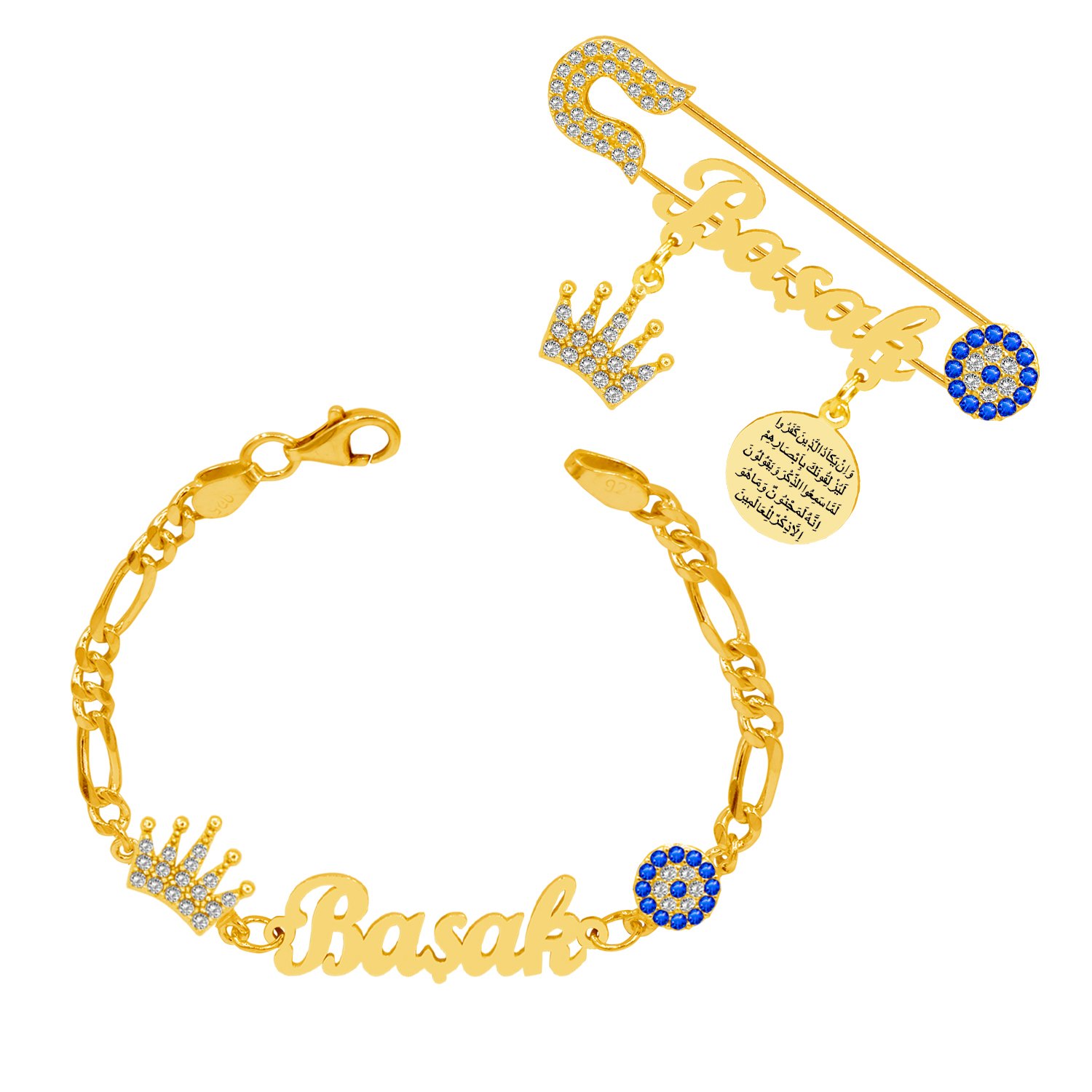 Gümüş İsimli Bebek İğnesi Bileklik Set