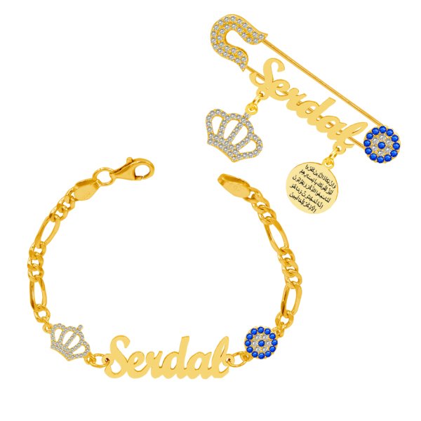 Gümüş İsimli Çocuk Bileklik İğnesi Set