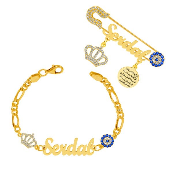 Gümüş İsimli Çocuk Bileklik İğnesi Set