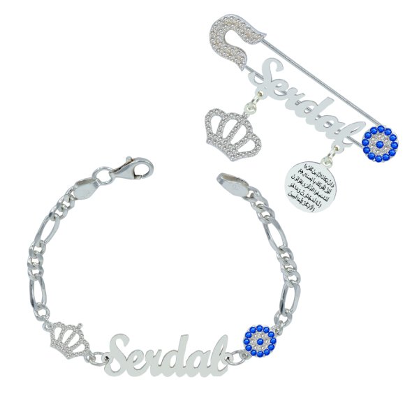 Gümüş İsimli Çocuk Bileklik İğnesi Set