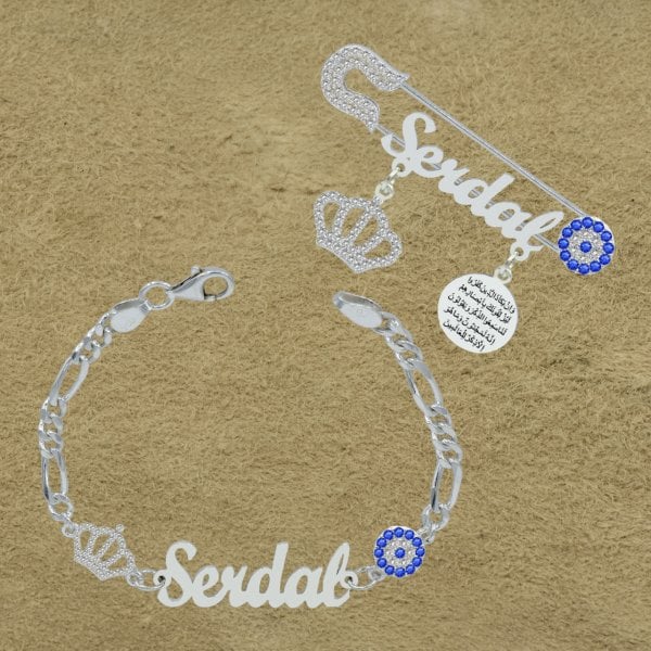 Gümüş İsimli Çocuk Bileklik İğnesi Set
