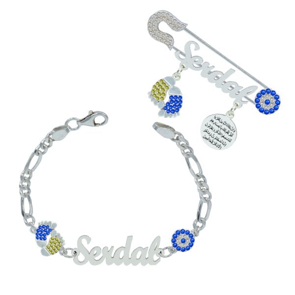 Gümüş İsimli Bebek İğnesi Künyesi