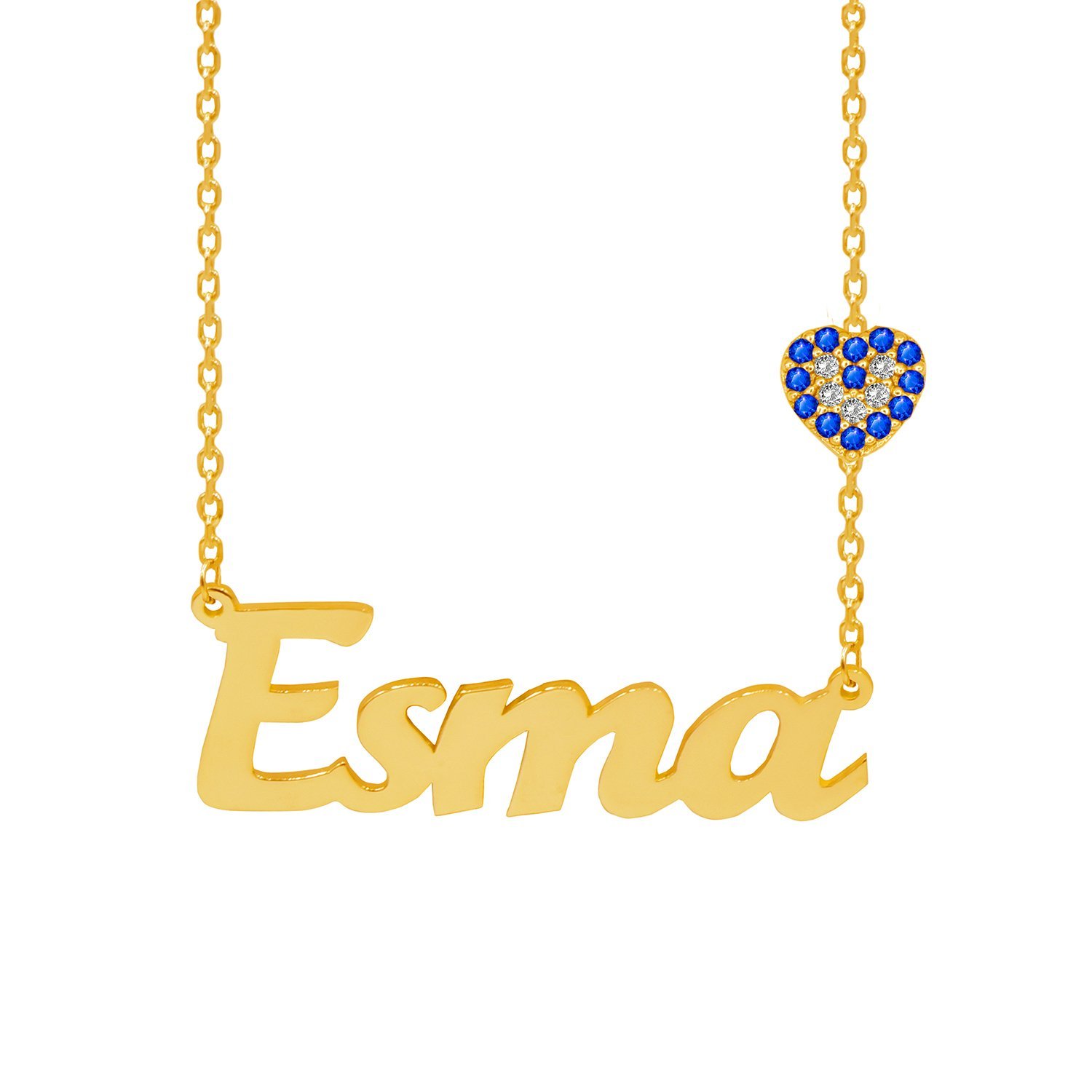 Gümüş Kalp Nazarlı İsimli Kolye