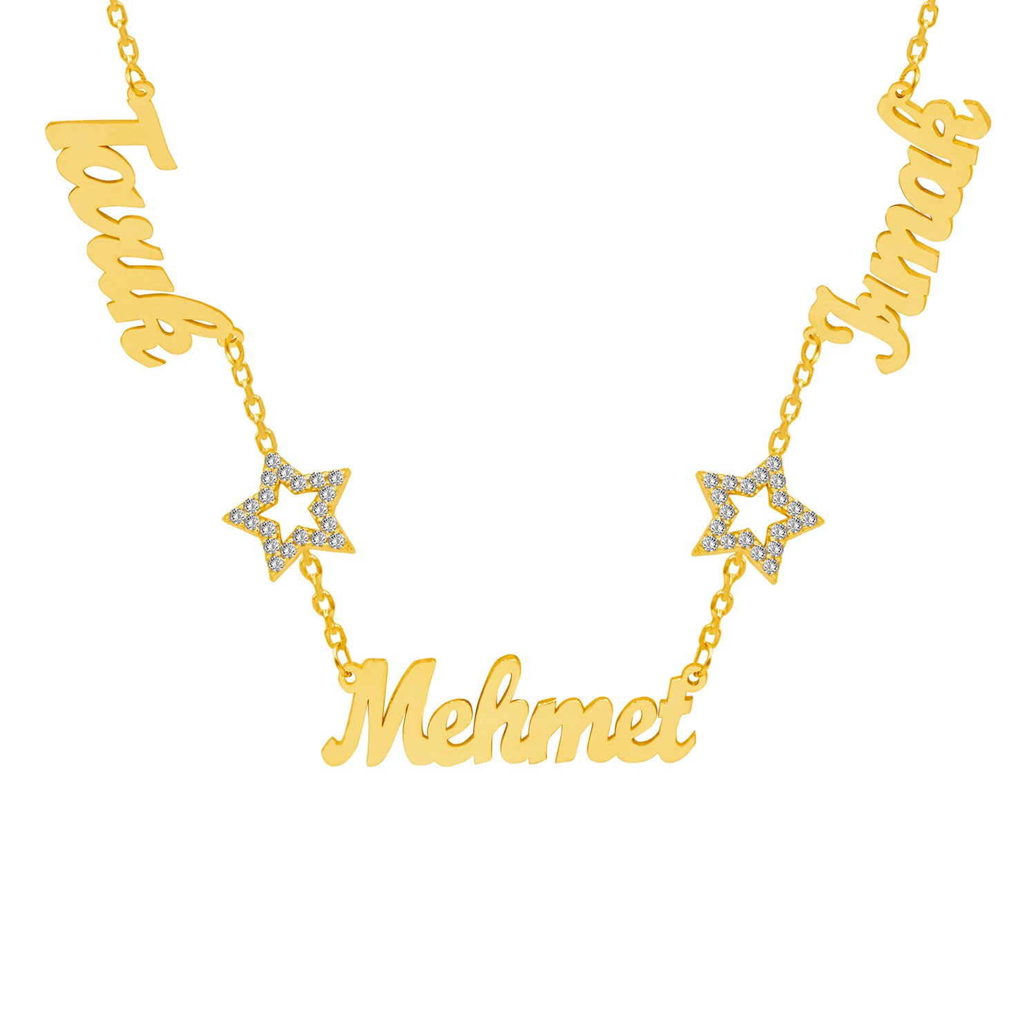 Gümüş Yıldızlı 3 İsimli Aile Kolyesi