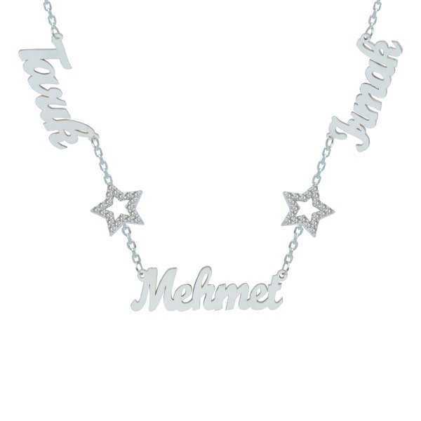 Gümüş Yıldızlı 3 İsimli Aile Kolyesi