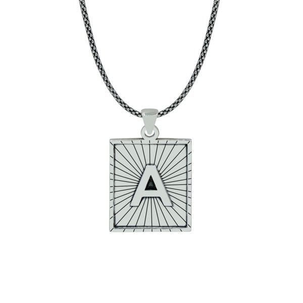 Gümüş Özel Tasarım Harfli Erkek Kolye