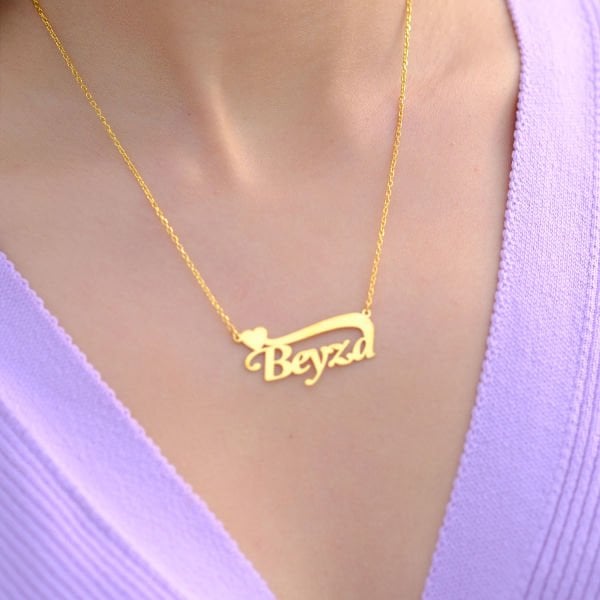 Gümüş Kişiye Özel Tasarım Kalpli İsimli Kolye