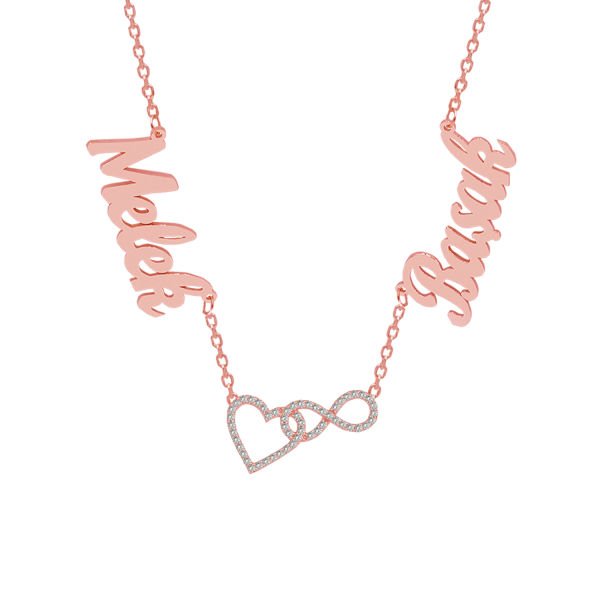 Gümüş Kalpli Sonsuzluk 2 İsimli Aile Kolyesi