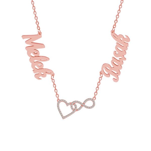 Gümüş Kalpli Sonsuzluk 2 İsimli Aile Kolyesi