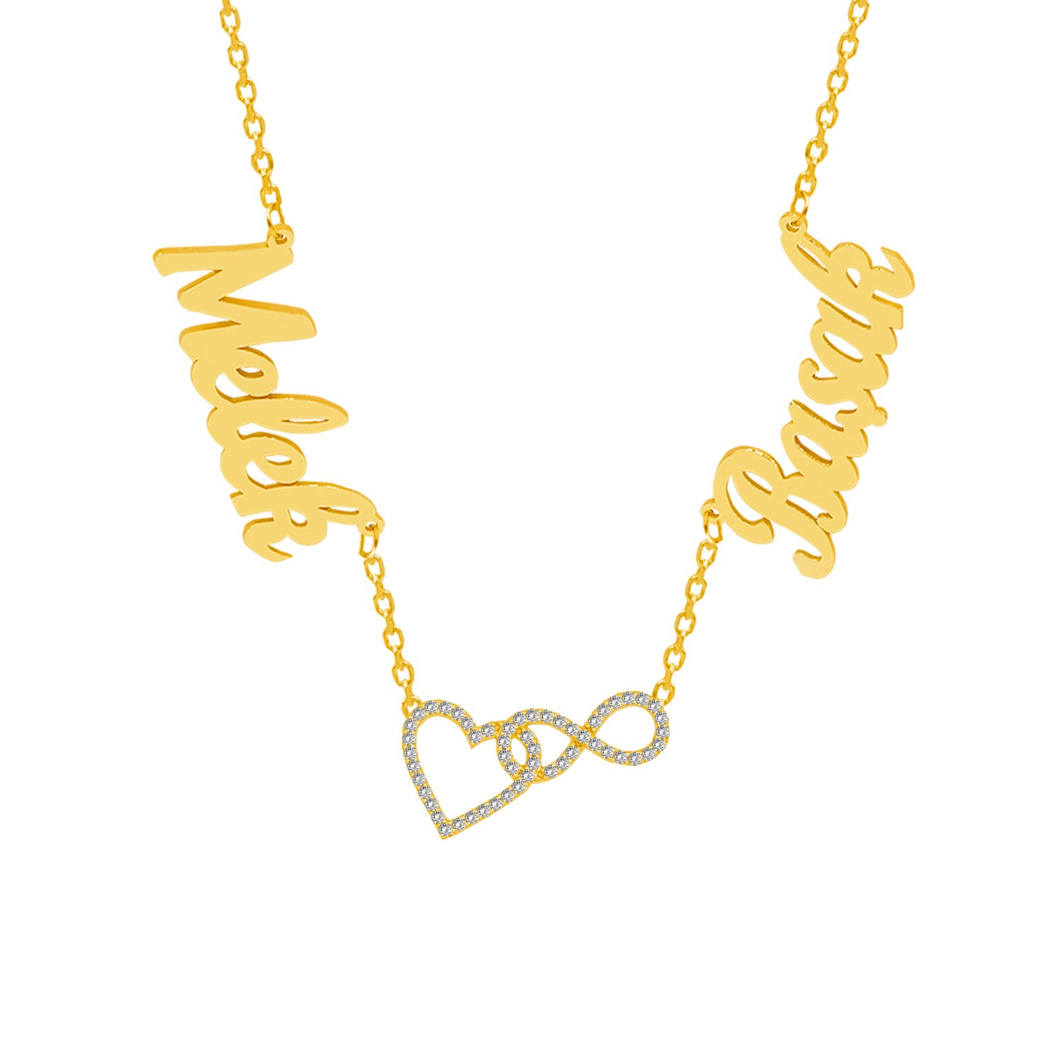 Gümüş Kalpli Sonsuzluk 2 İsimli Aile Kolyesi