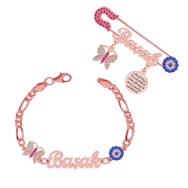 Gümüş İsimli Kız Bebek İğnesi Bileklik