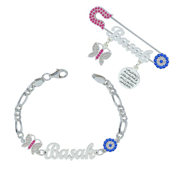 Gümüş İsimli Kız Bebek İğnesi Bileklik