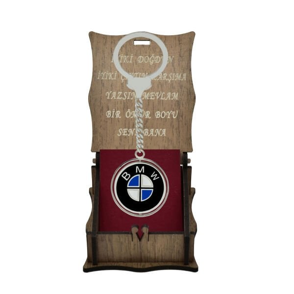 Gümüş Mineli BMW Logolu İsimli Anahtarlık