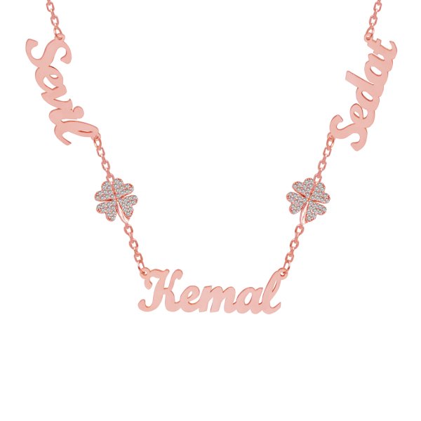 Gümüş Kalpli Yoncalı 3 İsimli Kolye