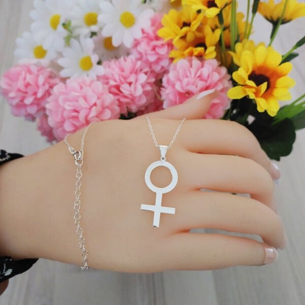 Gümüş Kadın Sembolü Venüs Kolye