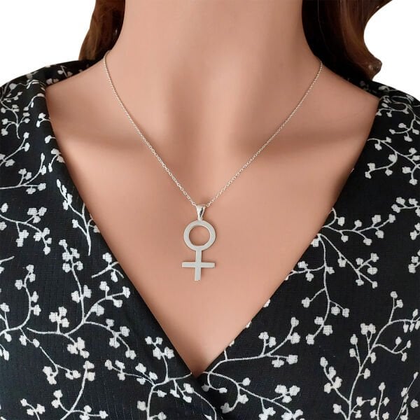 Gümüş Kadın Sembolü Venüs Kolye
