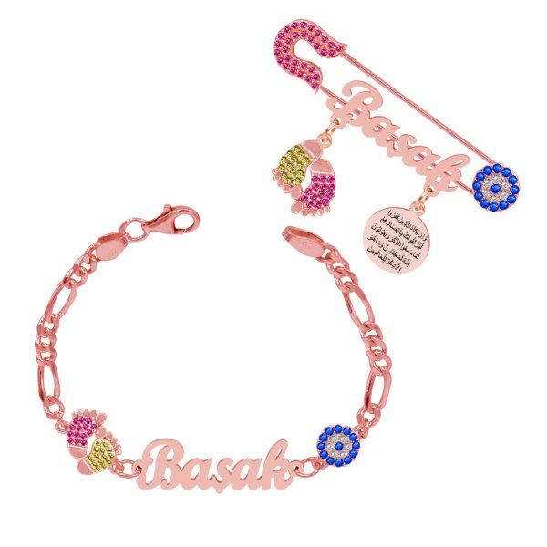 Gümüş Patikli İsimli Çocuk İğnesi Bileklik