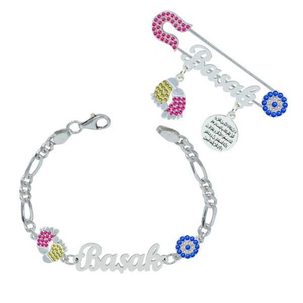 Gümüş Patikli İsimli Çocuk İğnesi Bileklik