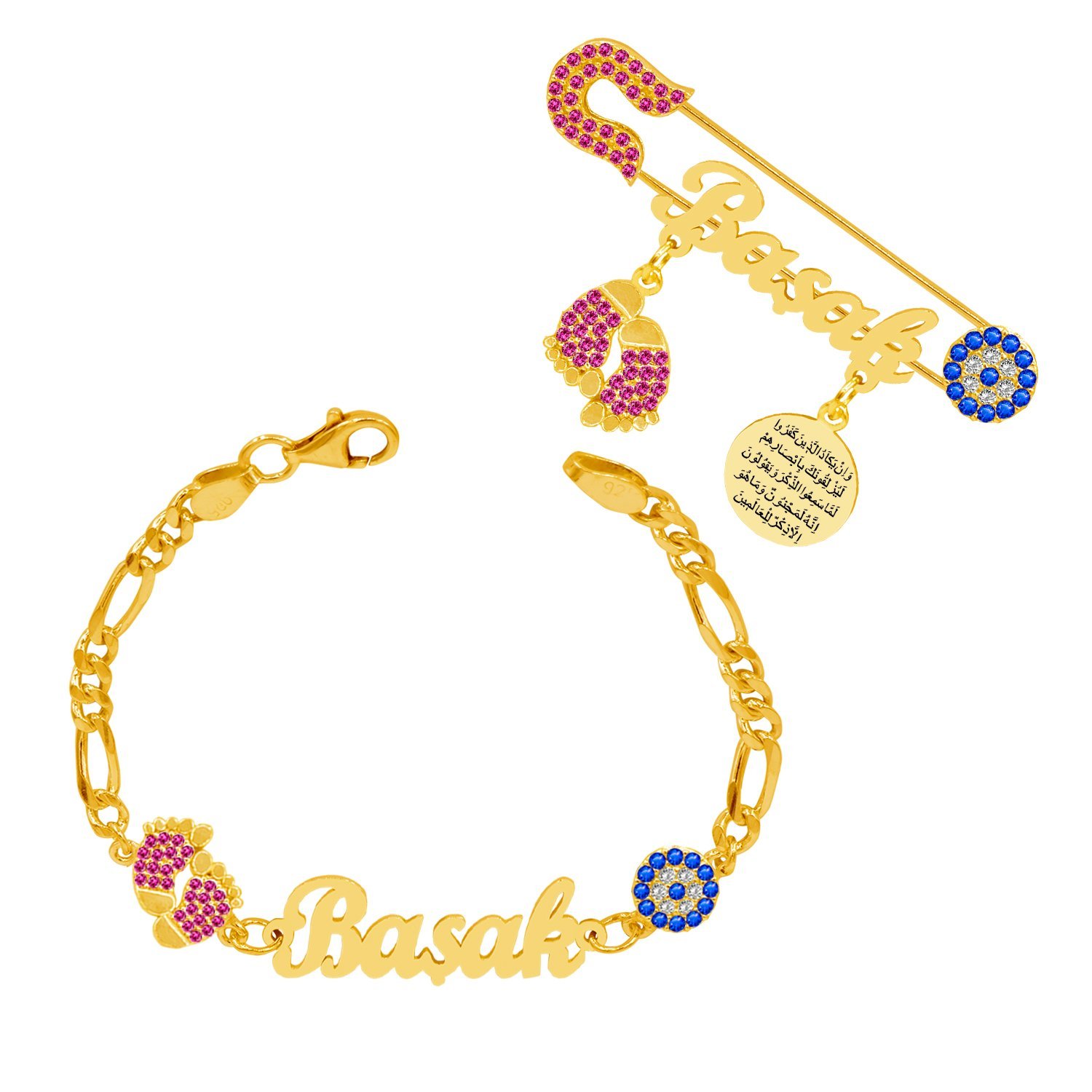 Gümüş İsimli Kız Bebek İğnesi Bileklik