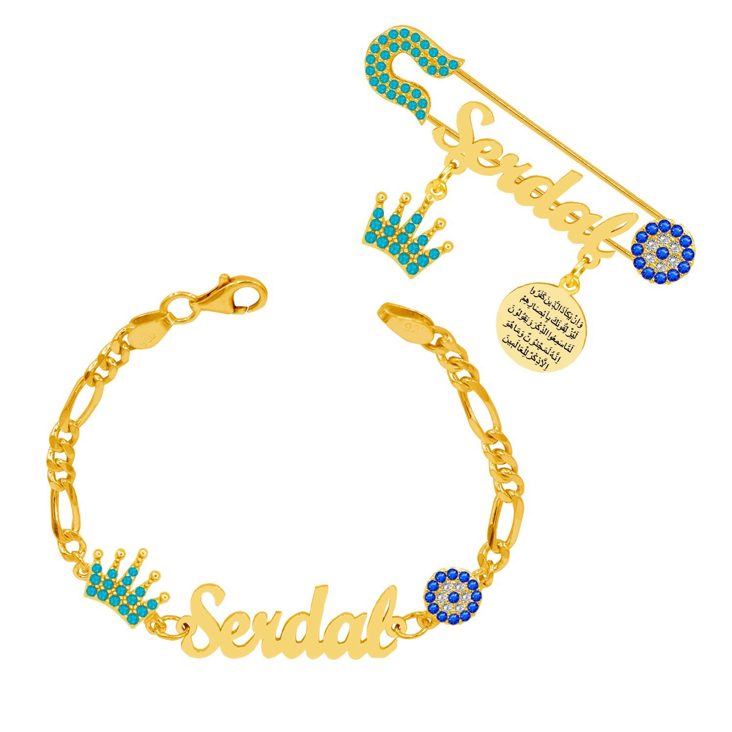 Gümüş İsimli Erkek Bebek İğnesi Bileklik