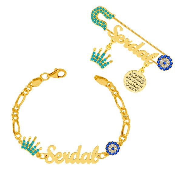 Gümüş İsimli Erkek Bebek İğnesi Bileklik