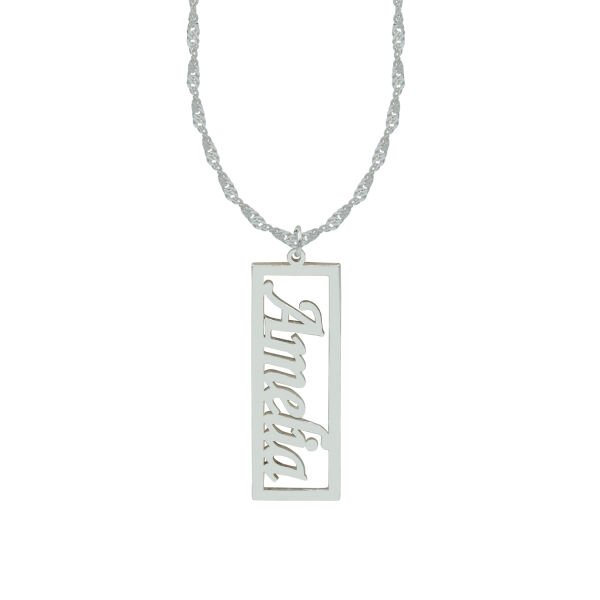 Gümüş Özel Tasarım Plaka İsimli Kolye