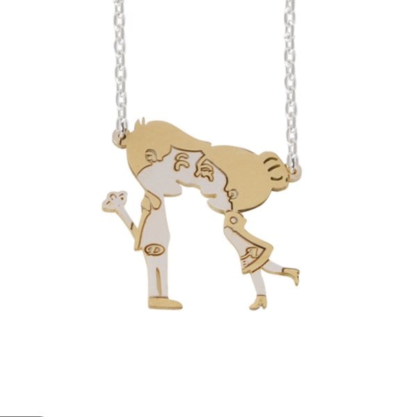 Gümüş İsimli Çöp Aile Aşk Kolyesi